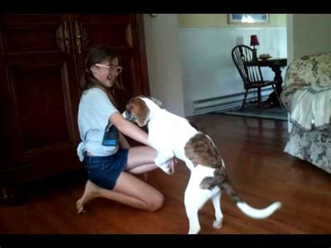 girl fucked by dog|Teen alone fuck her dog and gets knotted .